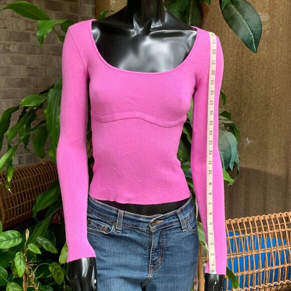 Pink Rose Long Sleeve Bodycon Pullover Top Sz XS - Picture 10 of 14